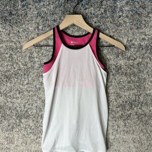 Zella Tank‎ Top Girls 7-8 White Pink Racerback Mesh Athletic Workout Running